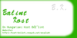 balint kost business card